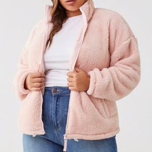 Forever 21 Pink Sherpa Jacket (Plus Size)